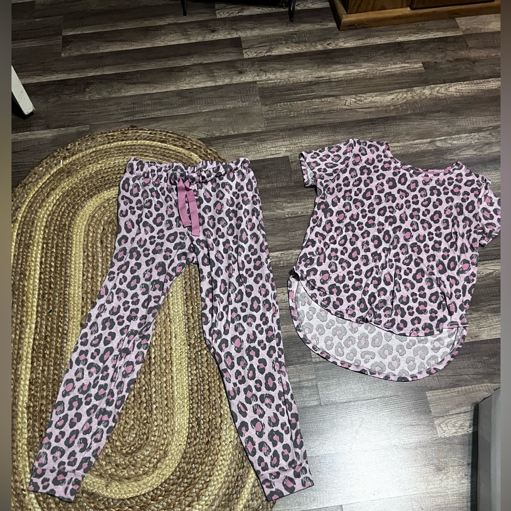 Pink leopard print pajamas